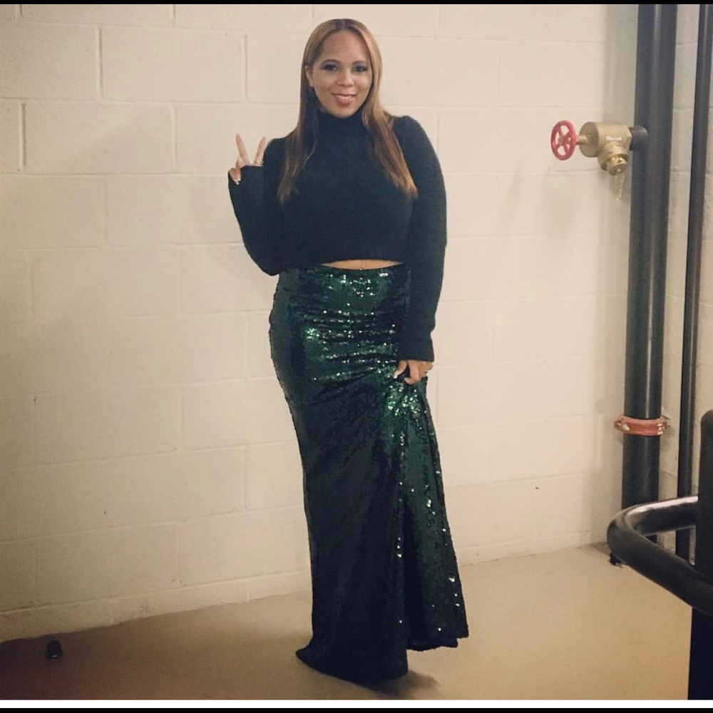 Dark Green Sequined Skirt